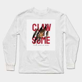 claw-some-slogan-with-tiger-face-claw-mark-illustration Long Sleeve T-Shirt